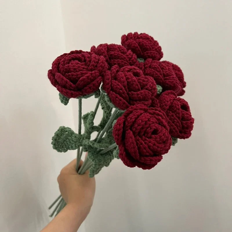 Knitted Red Rose