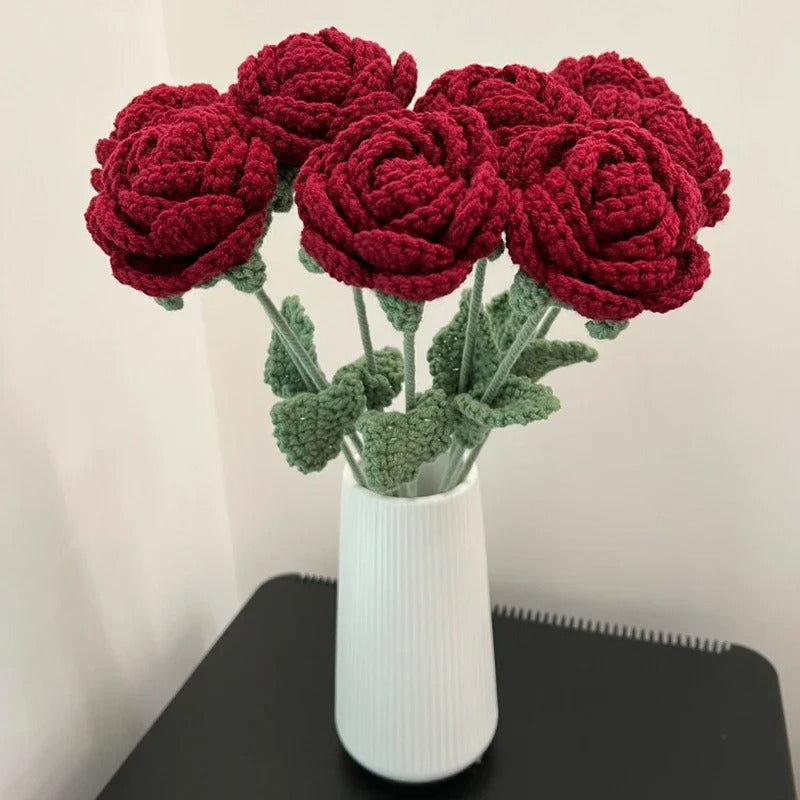 Knitted Red Rose