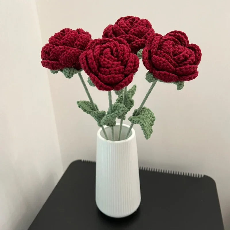 Knitted Red Rose